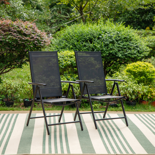 Phi Villa 2-piece 7-positon Reclining Folding Sling Chair, dining set of 5/7