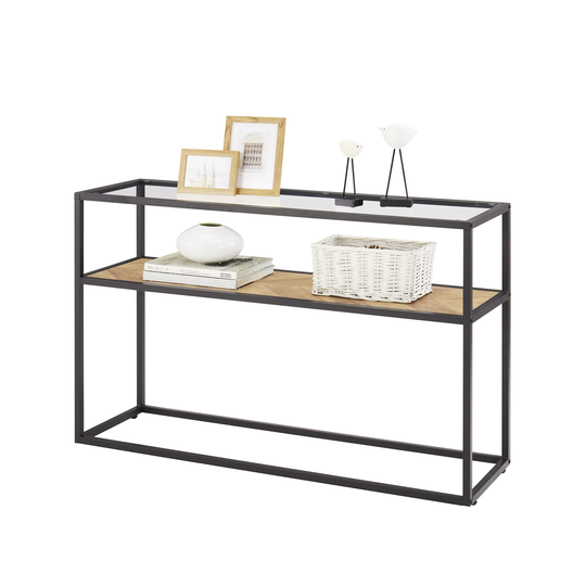 Glass Console Sofa Table, Modern Open Hallway Table