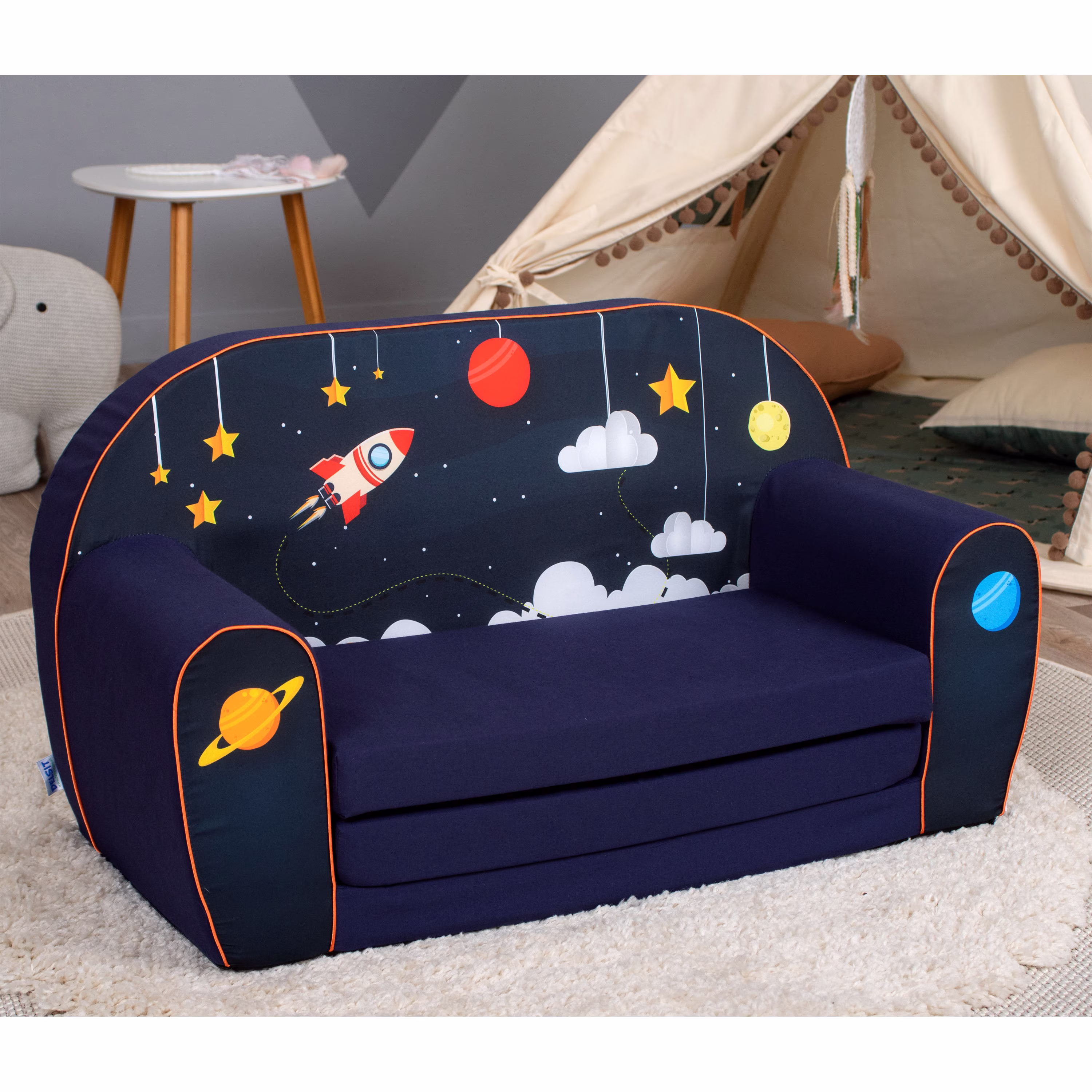 Delsit Toddler Couch & Kids Sofa - European Made Children's 2 in 1 Flip Open Foam Double Folding Sofa