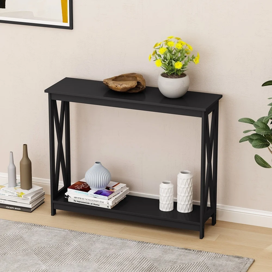 39.37"Console Table, Classic Entryway Table for Home,MDF boards, Rectangle shape, Black