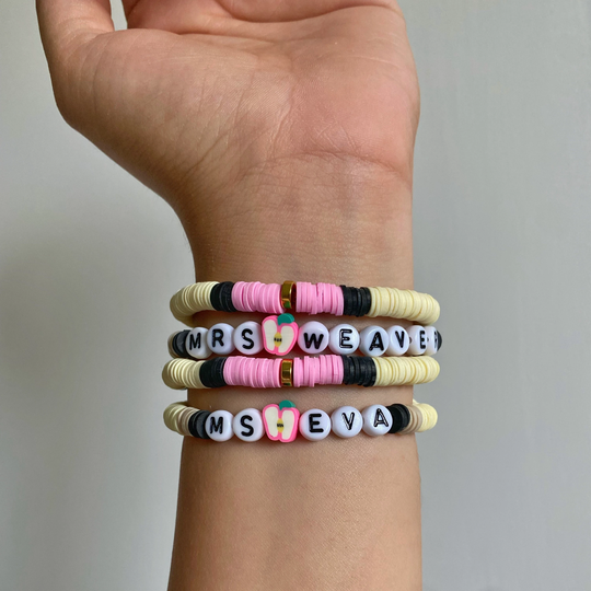 Teacher Heishi Pencil Bracelet With Custom Name