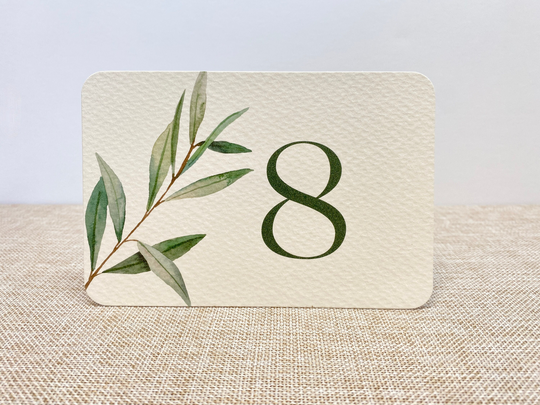 Rustic Wedding Olive Sprig Table Numbers