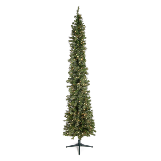 Home Heritage 9 Ft Pencil Pine Prelit Artificial Christmas Tree 500 Clear Lights - 22.37