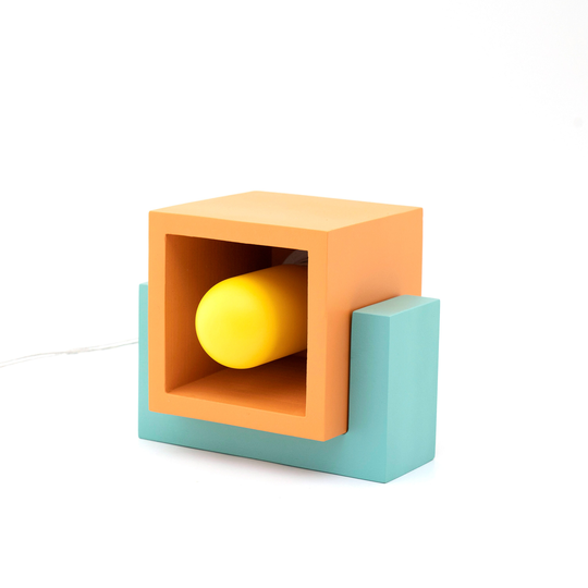 Orange Box Concrete Table Lamp, Pop Art Decor Handmade Bedside Industrial Decor, Edison Home