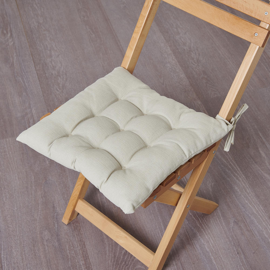 Linen Chair Cushion With Ties, Square Seat Pads, Comfortable Sofa Cushions, Indoor White Blue Wedding Pads