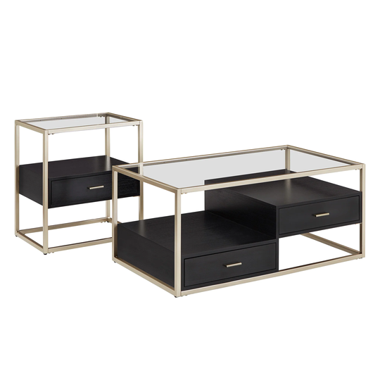Spumante Champagne Silver Finish Table with Storage by iNSPIRE Q Bold