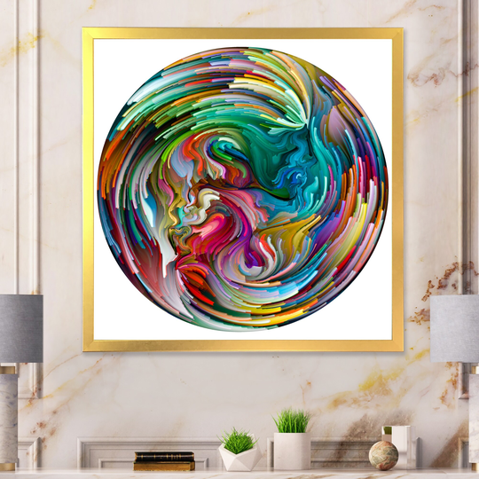 Designart 'Circle Colorful Liquid Color V' Modern Framed Wall Decor