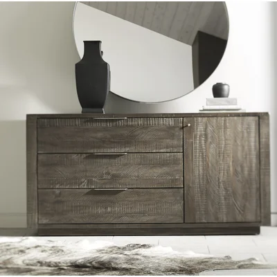 Logan Square 64'' Wide 3 Drawer Pine Wood Sideboard