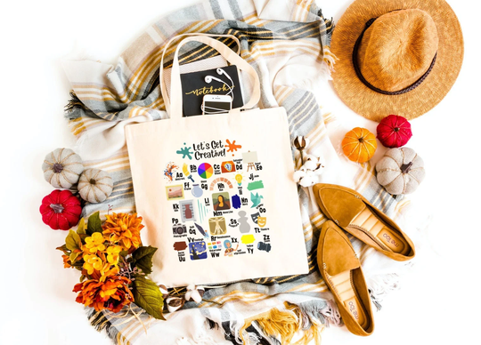 Art Teacher Tote Bag, Let's Get Creative Alphabet Abc Gift