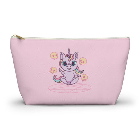 Cute Unicorn Makeup Accessory Pouch With T-Bottom | Spoopy Kawaii Witchy Travel Bag Witchcraft School Pencil Pastel Goth