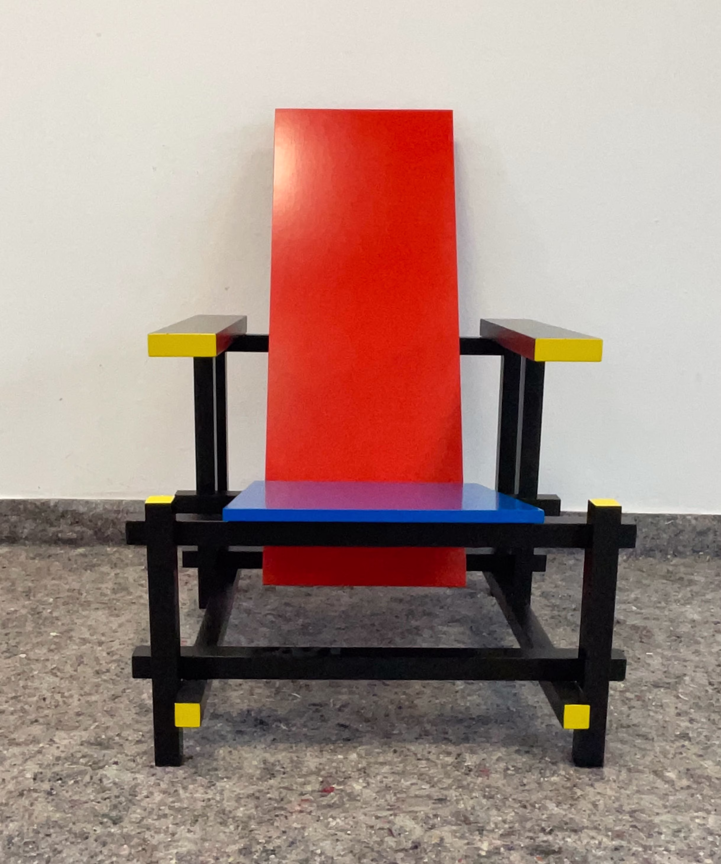 Red & Blue Lounge Chair By Gerrit Thomas Rietveld Style For Cassina, 1970S, Postmodern Chair, Bauhaus, Modernist, Vintage