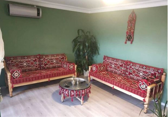 L Shaped Wooden Bench Red Couches Oriental Floor Seating Sofa Set Cushions Turkish Home Decor Moroccan Palette Couch Set Furniture Patio Pad