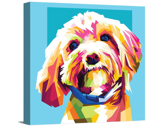 Colorful Maltese Dog Puppy Pop Art Modern Multicolor Animal Pet Portrait Wrapped Canvas Print Wall Home Decoration Office Decor