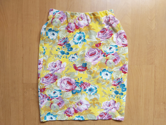 Vintage 80S Kenzo Jungle Floral Print Pencil Skirt 1980S Flower Pattern Cotton Strecth Size S Made in Italy