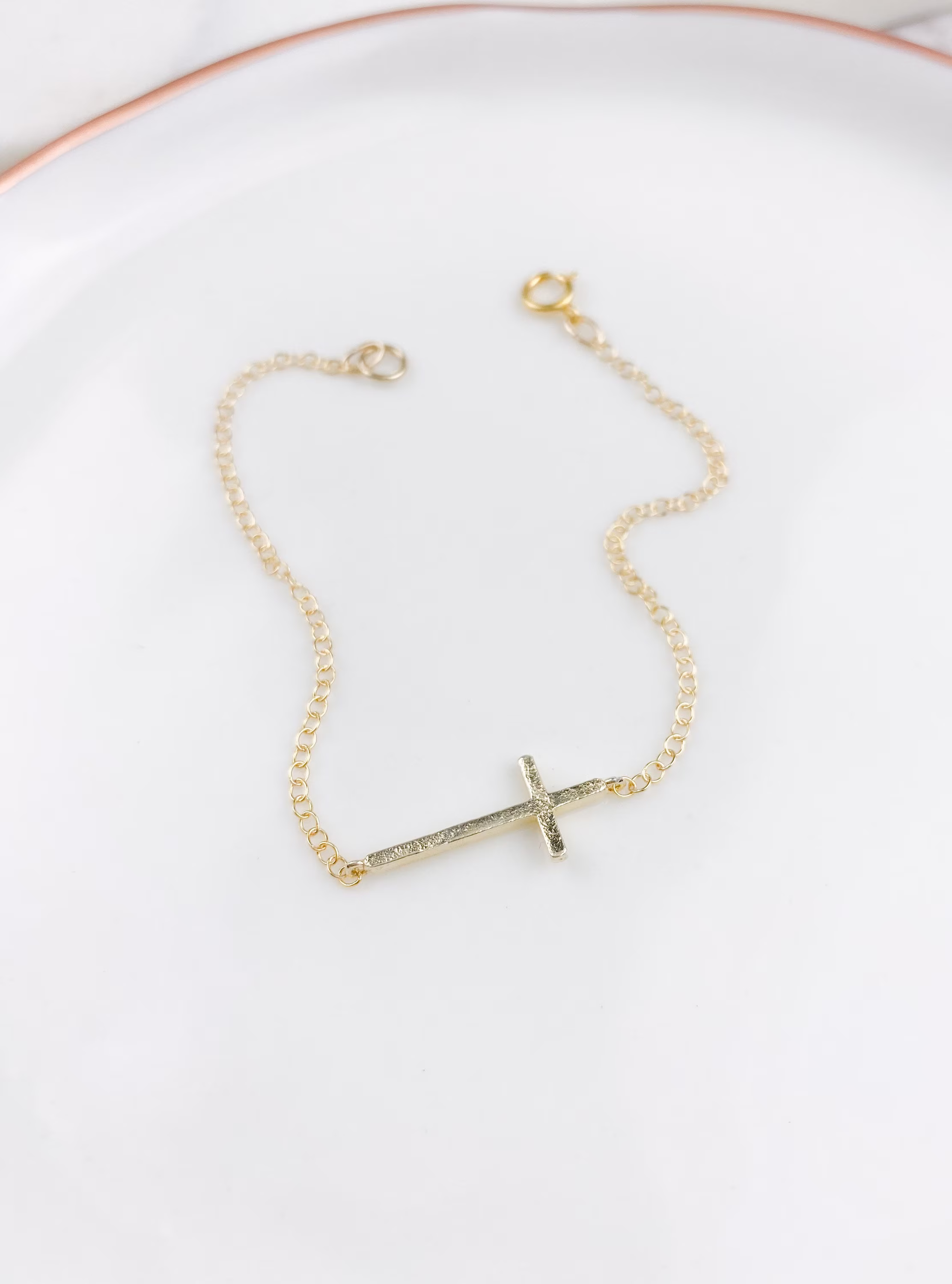 Gold Cross Anklet, Sideways Akelet, Dainty Anklet, Jewelry, Gold Filled, Womens Cross, Summer