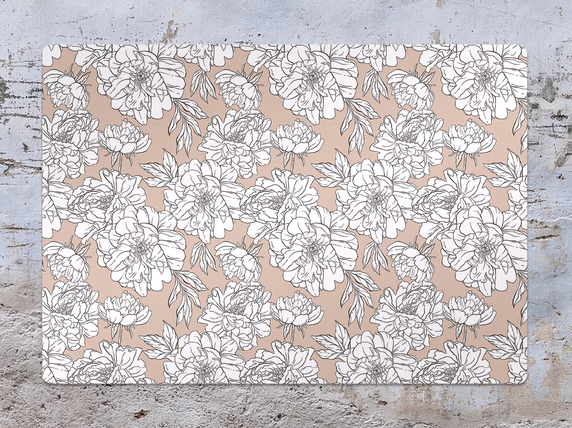 Bouquet Of Roses Chair Mat, White Vinyl Floor Beige Protective Floral Splat Office Decor, Area Rug, Gift Idea, Splash Mat