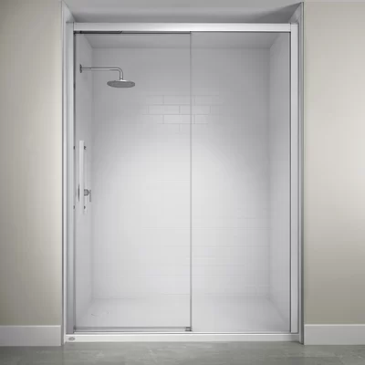 60" x 76" Single Sliding Semi-Frameless Shower Door with Soft-Close Technology
