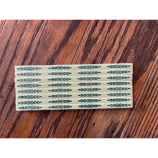Nos Victorian Folk Farmhouse Tiles Liner Tiles, Edge Pencil Sizzle Vintage Bathroom Green Tile, Kitchen Tile