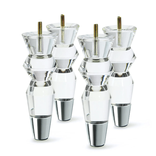 6.9Inch Replacement Sofa Feet Cabinet Modern Clear Decor Diy Legs Tapered Style Set Of 4 Acrylic Furniture