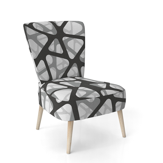 Designart 'Black and Grey Triangular 3D Texture of Mesh' Upholstered Mid-Century Accent Chair