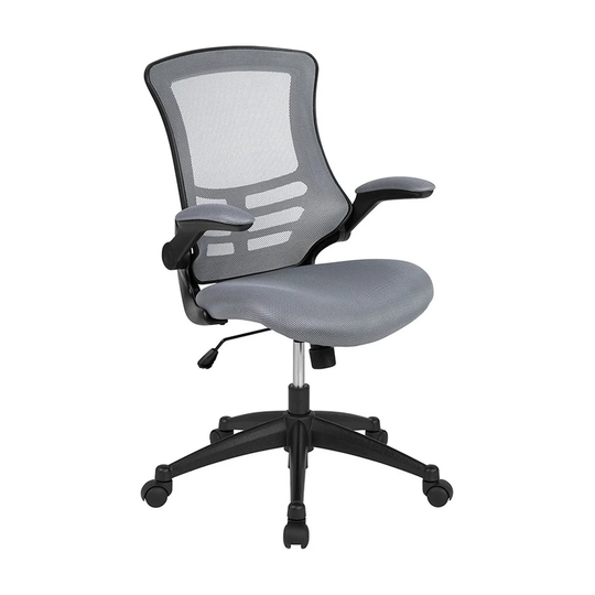 Offex Mid-Back Mesh Swivel Ergonomic Task Office Chair with Flip-Up Arms - Dark Gray