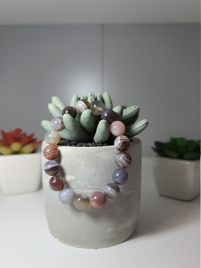 Botswana Agate Beaded Bracelet