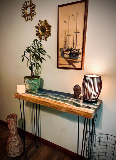 Dark Waves Ocean Resin Console Table