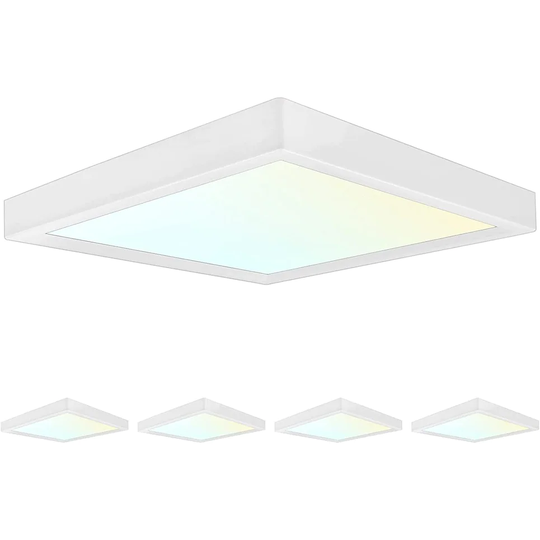 Luxrite 6" Square LED Flush Mount Fixture 15W 3 Color Selectable 900 Lumens Dimmable Damp Rated ETL Listed 4 Pack