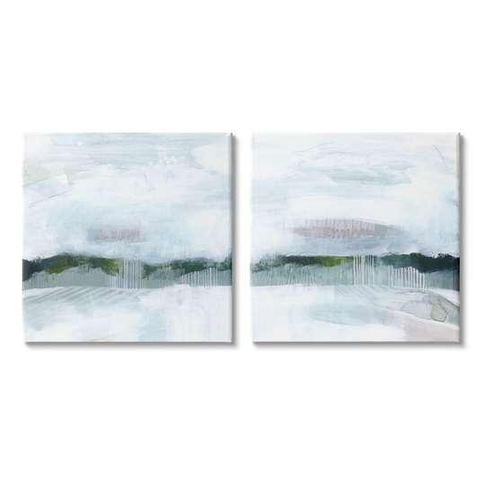 Stupell Industries Rainy Day Abstract Field Landscape Busy Grey Green 2pc Multi Piece Canvas Wall Art Set - Multi-Color
