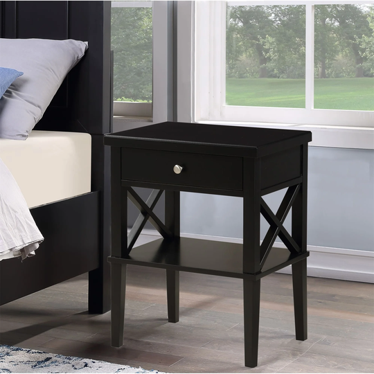 2-tiers Storage Shelf Coffee Table Rectangle Bedside Table with a Hardwood Solid Drawer Nightstand for Living Room,Bedroom