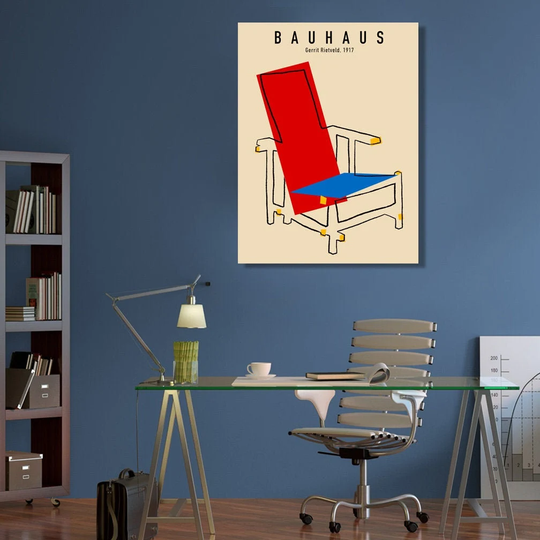 Bauhaus Beach Chair Poster Gerrit Rietveld, Digital Art, White Background, Extra Large Modern Metal Art Print For Home, Office, Loft