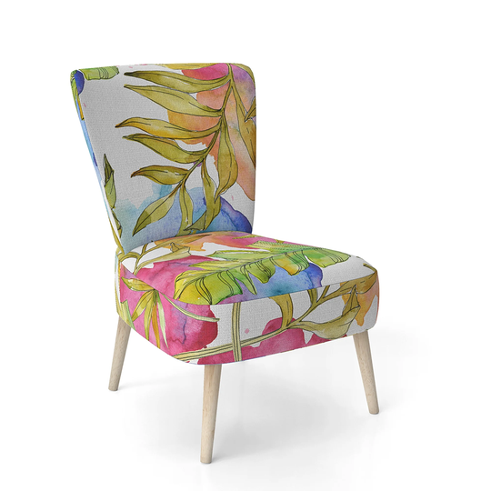 Designart 'Tropical Foliage IV' Upholstered Mid-Century Accent Chair