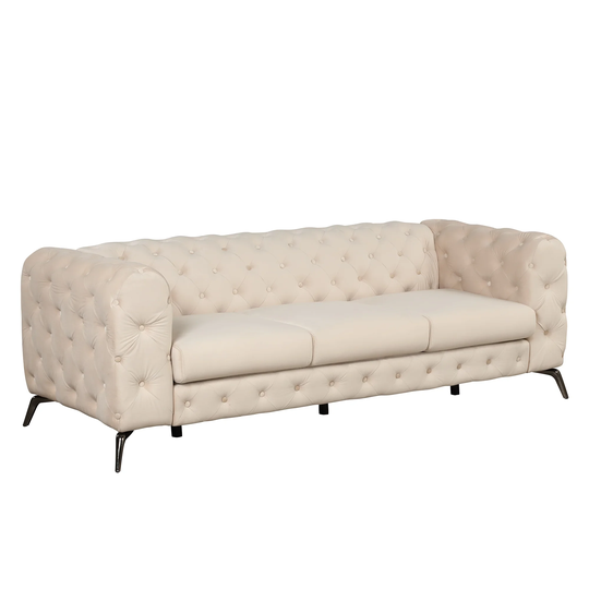 85.5" Velvet Upholstered Sofa Modern 3 Seat Couch with Metal Legs for Living Room