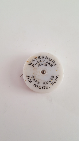 Vintage Circa 1960's Advertising Tape Measure Waterbury Padlocks & Tape Measures, Plastic Sparkle Case 48 Inch