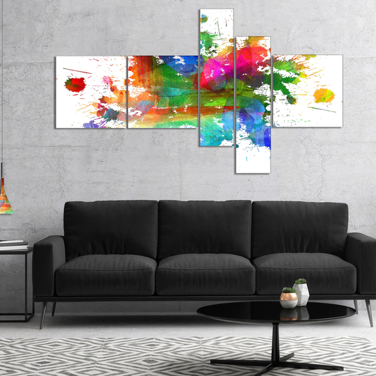 Designart 'Splashes of Colors' Abstract Canvas