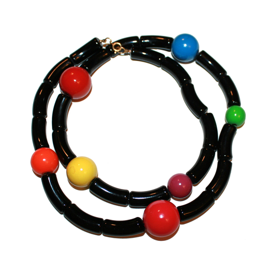 Colorful Chunky Vintage Necklace - Colorful Color Play Vintage Costume Jewelry Unique Bright Colors