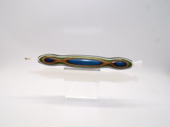 Diamond Painting Pen, Blue, Brown, Green, Cream, Laminated Wood, Frog Blanks, Stylus Handturned, Wood