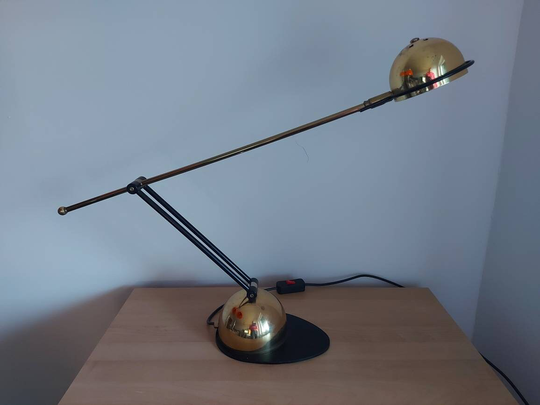 Vintage Adjustable Table Lamp/Task Desk Office Study Golden Retro Lightning Light Yugoslavia