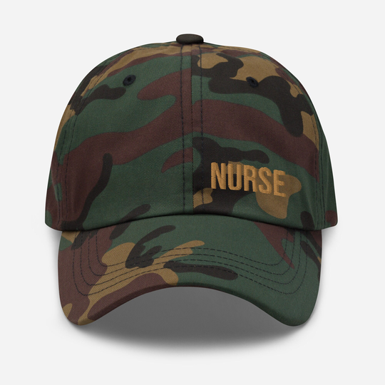 Nurse/Green Camo Hat Baseball Dad Style Embroidered Free Shipping