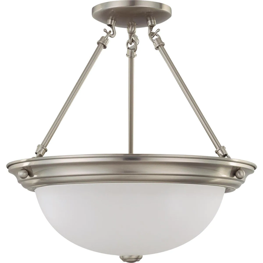 3 Light 15" Semi-Flush with Frosted White Glass