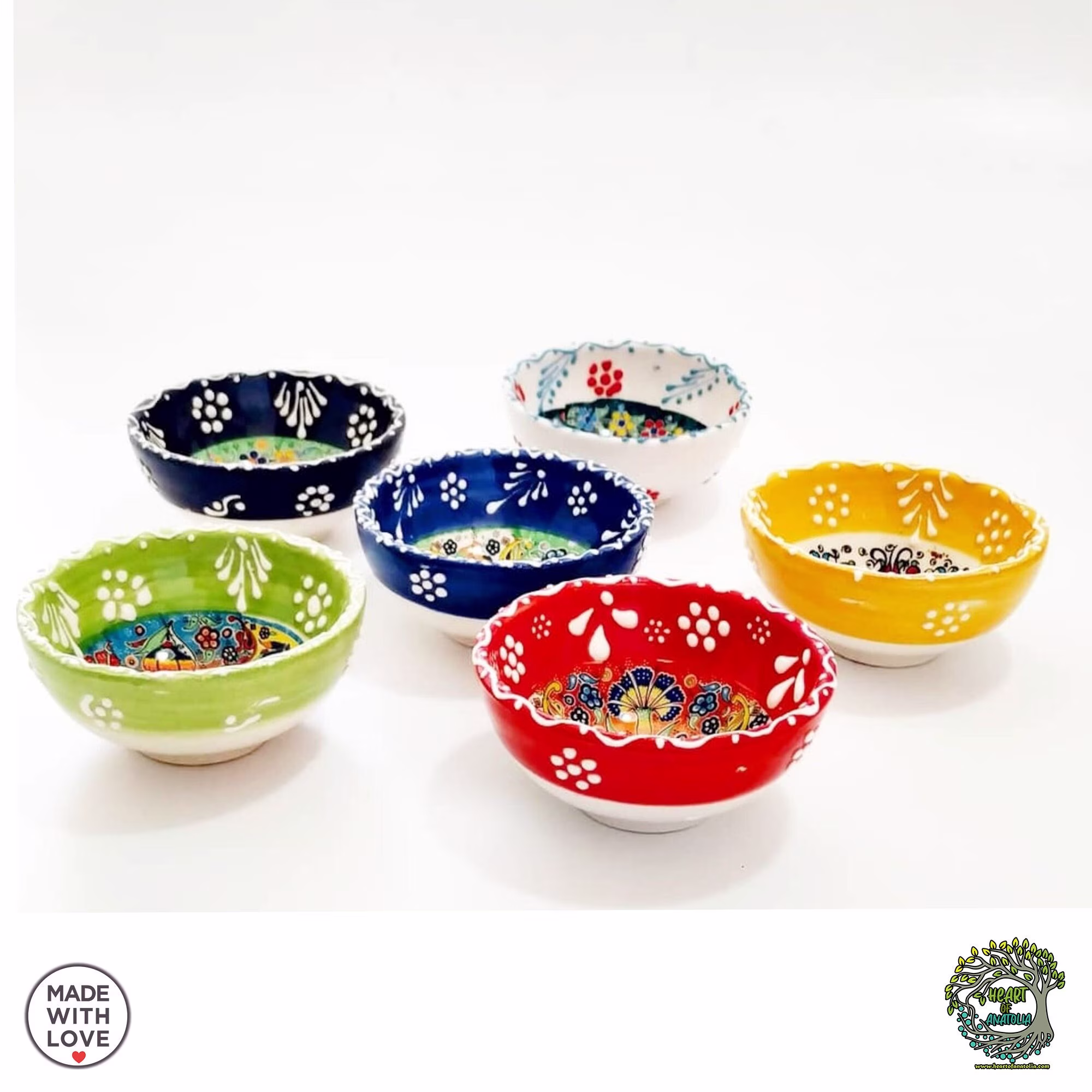 6x Small Ceramic Pottery Bowls Colorful Little Mini Tapas Sauce Nut Dipping Serving Dishes Gift For Her Mom Wife Sister