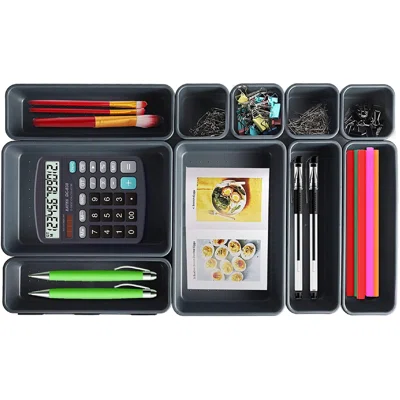 Drawer Organizer Tray,Interlocking Desk Drawer Organizer Tray,Dividers Plastic Shallow Narrow Drawers Organizers Tray, Multi-Purpose Separators Storag