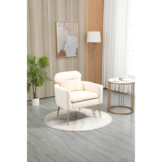 Velvet Accent Chair Living Room Armchair Lounge Chair, Beige