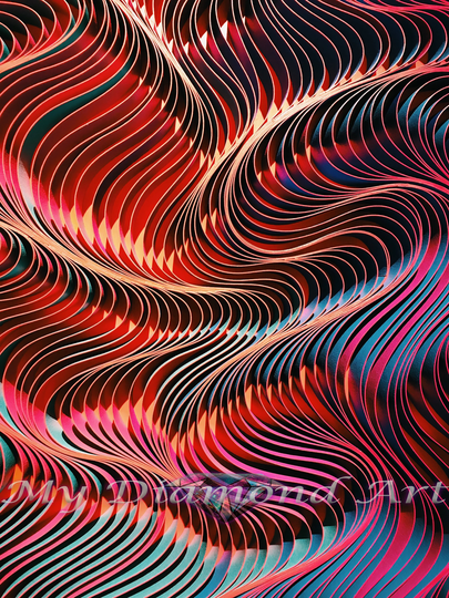 5D Diy My Diamond Art | Red Waves Painting Kit | New