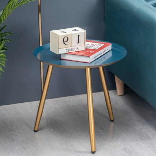 Round Metal Coffee Table Tray Accent Table Nightstand Bedside Table Sofa Side table for Living Room Bedroom