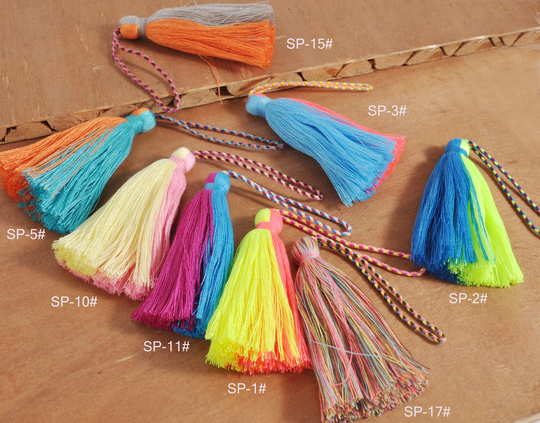 Colorful Cotton Tassel, 1/2//5/10Pcs, Two Colors Tassel, Tassel With Loops, Handmade Tassel Craft Supply, Long Tassel, Jewellery Tassels