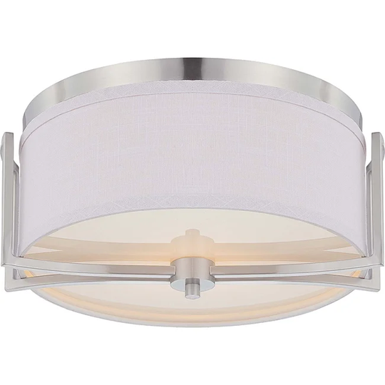 Gemini Brushed Nickel 2-light Flush Mount Fixture