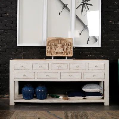 DeJuana 70" Wide 9 Drawer Pine Wood Sideboard