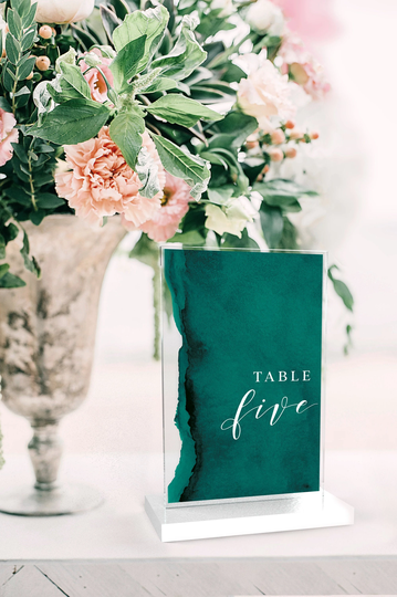 Acrylic Table Number | Wedding Watercolor Reception Seating Clear Modern Bride Colorful