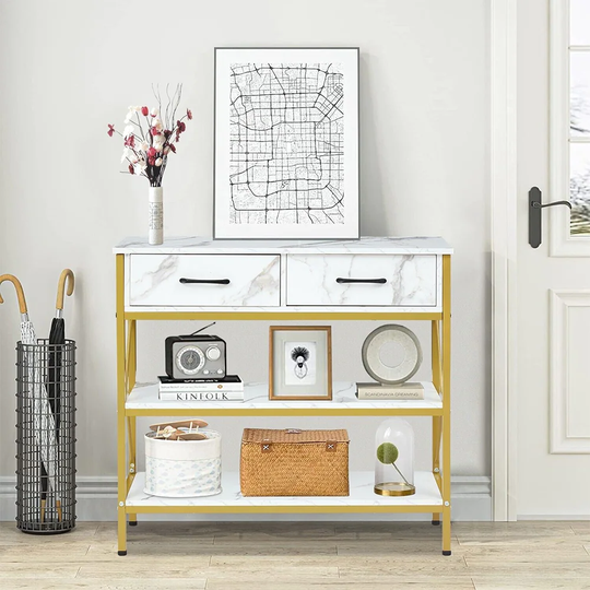 Console Table 2 Drawers Storage Shelf Sofa Table Living Room Entryway - 54 x 84